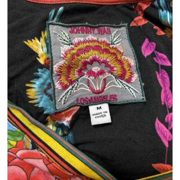 Johnny Was Multicolor Floral Andra V Neck Swing Tee Tunic Jersey T Shirt Sz M - Picture 4 of 6